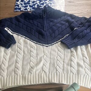 STAUD Hampton Half Zip Cable Tunic Sweater